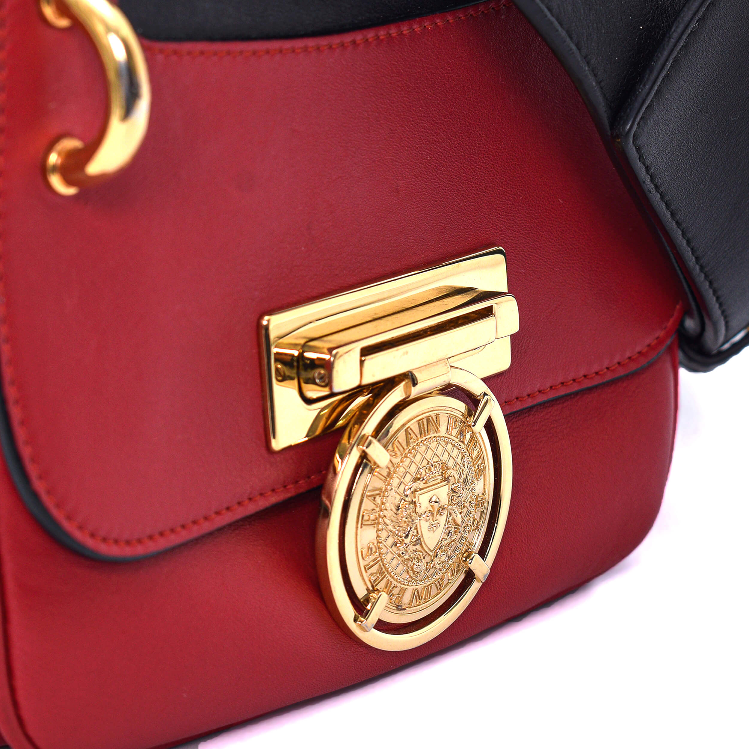 Balmain - Red&Black Leather Renaissance Bag